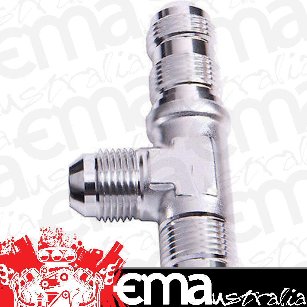 Aeroflow Performance Products AF804-04S Male -4AN Tee Bulkhead On Run Silver Male -4AN Nut Seperate