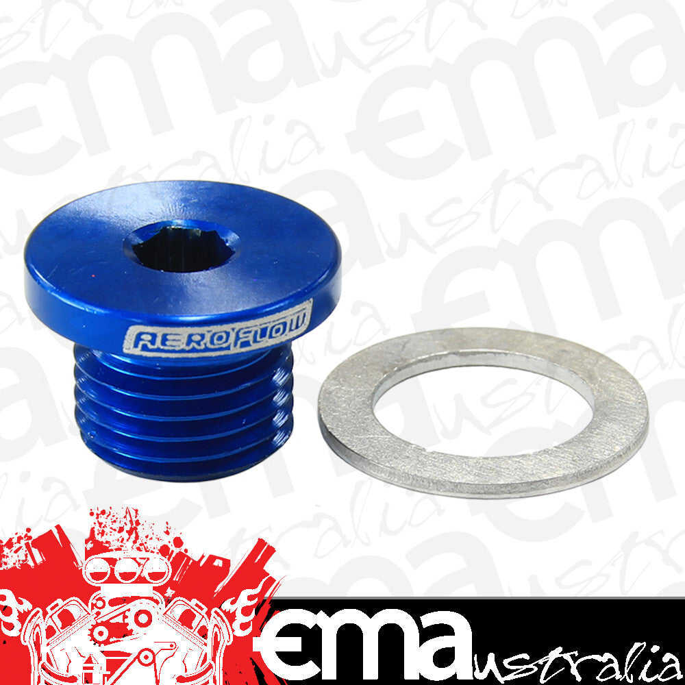 Aeroflow AF814-M12-01 Metric Port Plug M12 x 1.25 Blue Low Profile Hex Plug