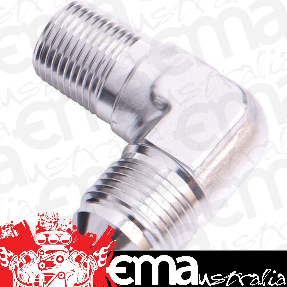 Aeroflow AF822-06-06S Male 90 Deg 3/8" NPT to -6AN Silver Male NPT to AN 90 Deg
