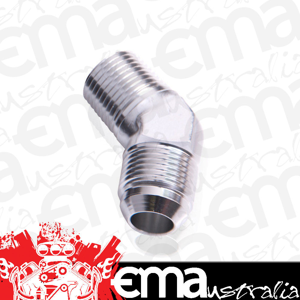 Aeroflow AF823-16-16S Male 45 Deg 1" NPT to -16AN Silver Male NPT to AN 45 Deg