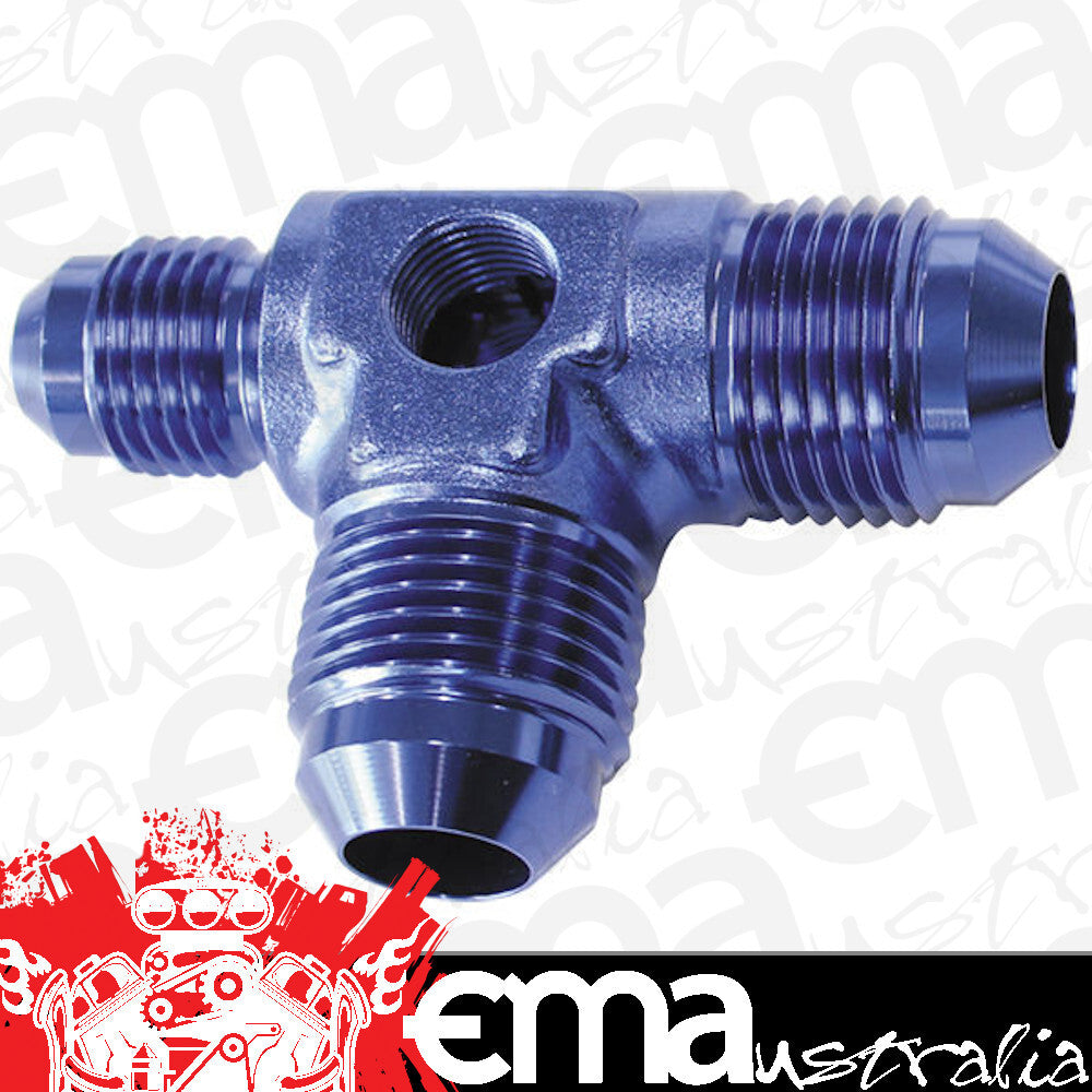 Aeroflow AF824-06-08 Male Flare Tee -8AN x 2 90 Degand 1 x -6AN 1/8 Port 2 Sides
