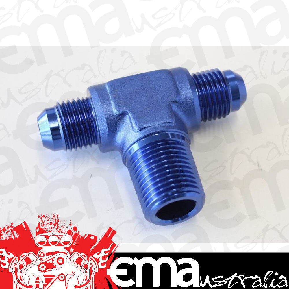 Aeroflow AF825-06-06 Tee -6AN with 3/8" NPT On Sideblue AN Tee with NPT On Side