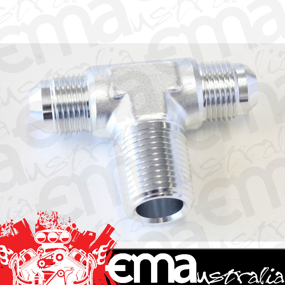 Aeroflow AF825-08-08S Tee -8AN with 1/2" NPT On Sidesilver AN Tee with NPT On Side