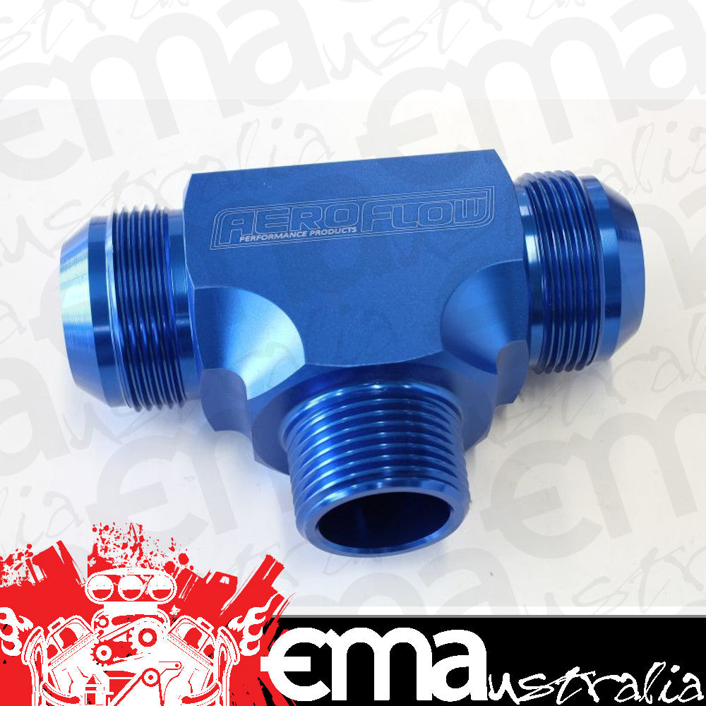 Aeroflow AF825-16-20 Tee -20AN with 1"NPT On Side Blue AN Tee with NPT On Side