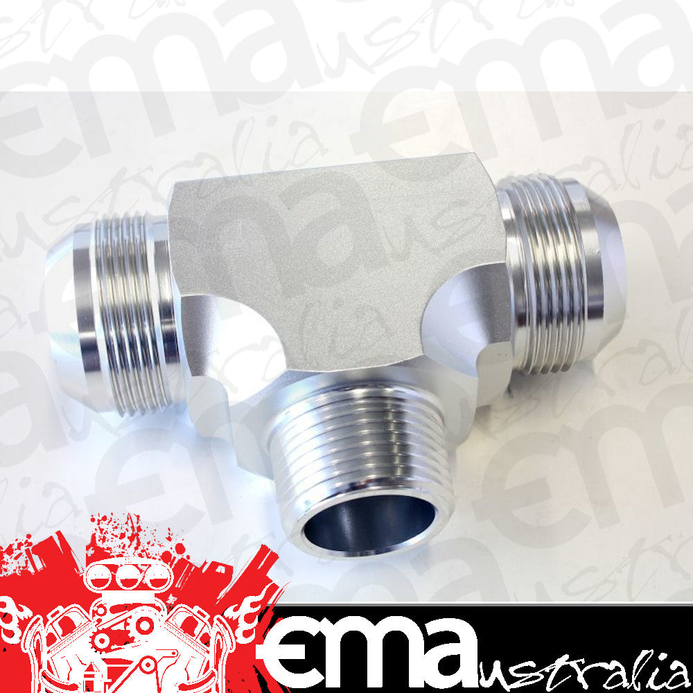 Aeroflow AF825-16-20S Tee -20AN with 1"NPT On Side Silver AN Tee with NPT On Side