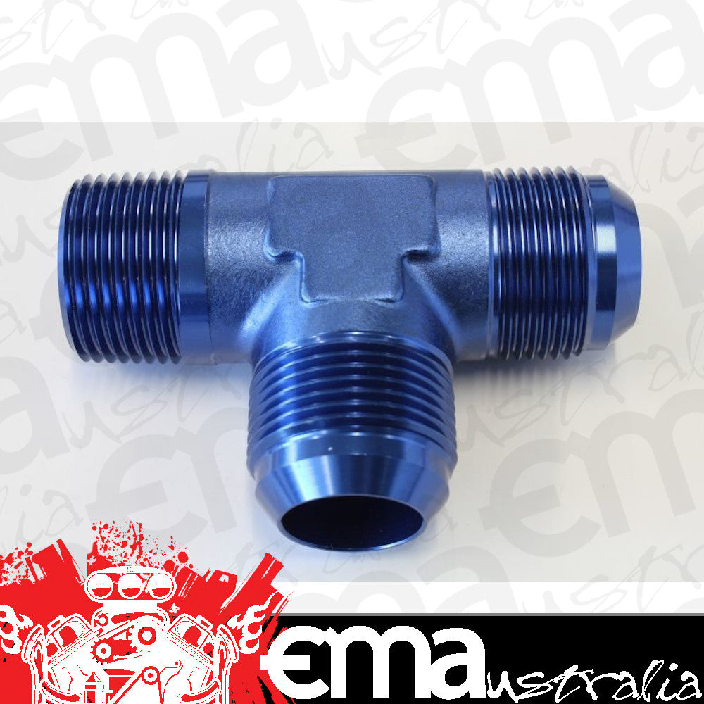 Aeroflow AF826-16-16 Tee -16AN with 1" NPT On Run Blue AN Tee with NPT On Run