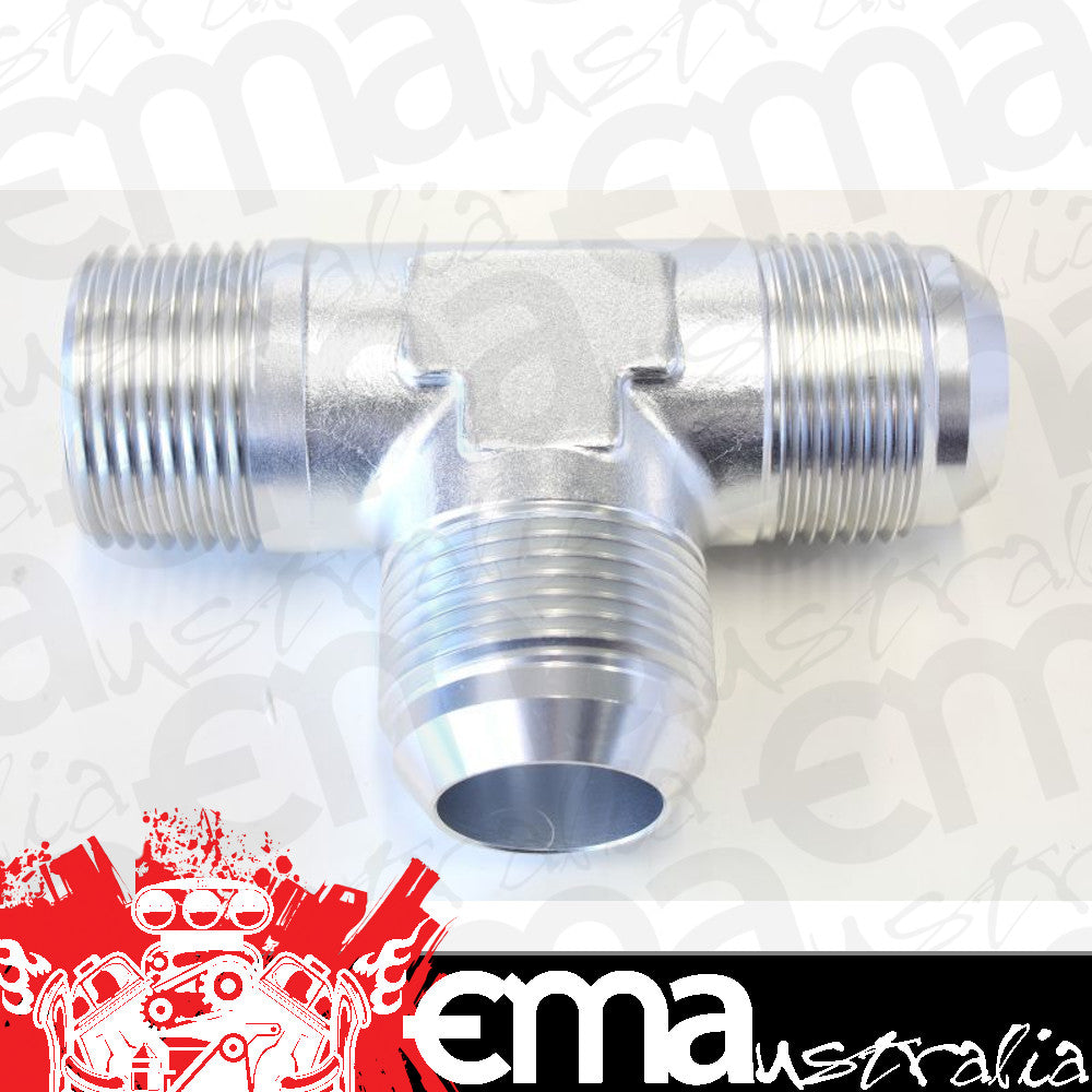 Aeroflow AF826-16-16S Tee -16AN with 1" NPT On Run Silver AN Tee with NPT On Run