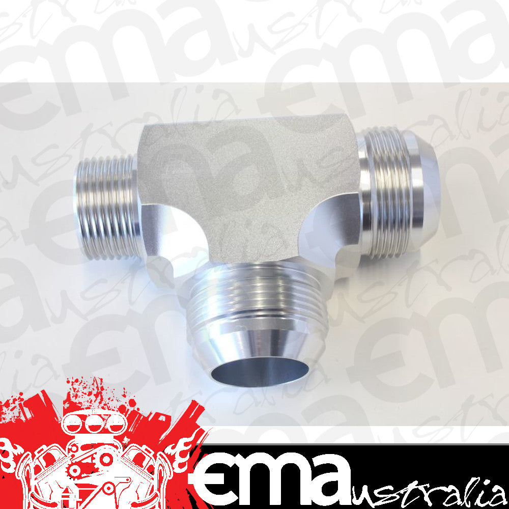 Aeroflow AF826-16-20S Tee -20AN with 1" NPT On Run Silver AN Tee with NPT On Run