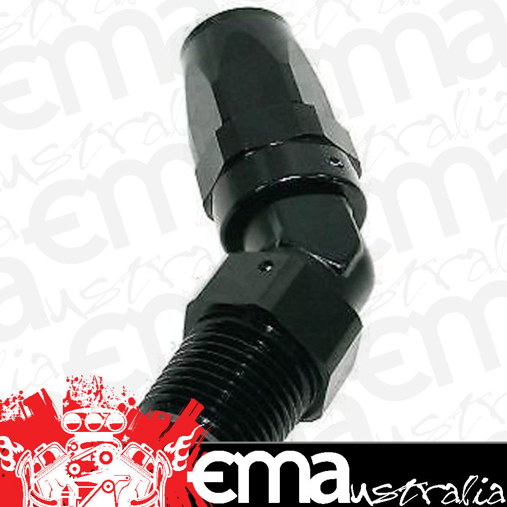 Aeroflow 100 & 450 series braided hose Male 1/4 NPT 45 Deg to -8 Black Aeroflow Performance Products AF828-08-04BLK