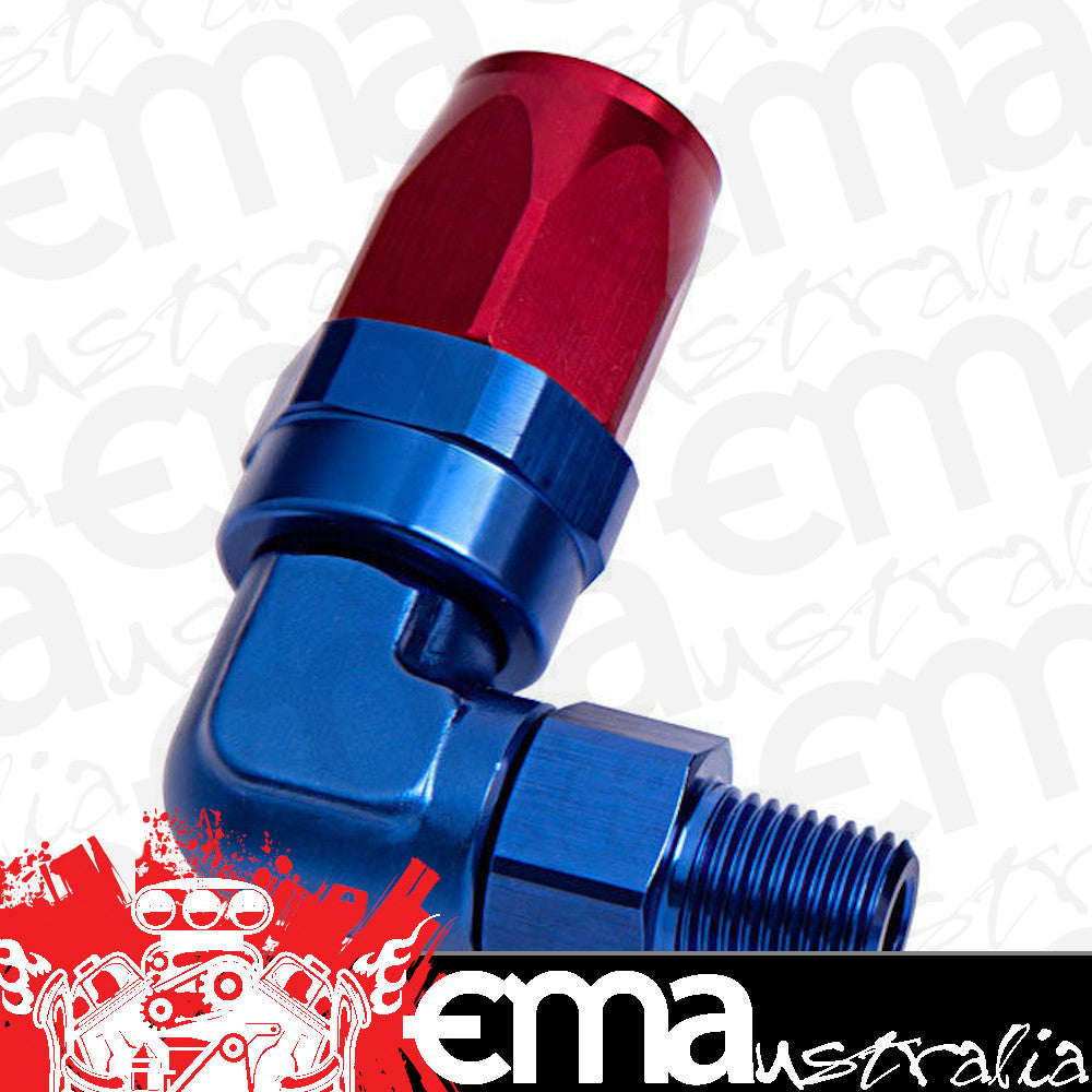 Aeroflow Performance Products AF829-08-08 Male 1/2" NPT 90 Deg to -8AN Blue Full Swivel 90 Deg