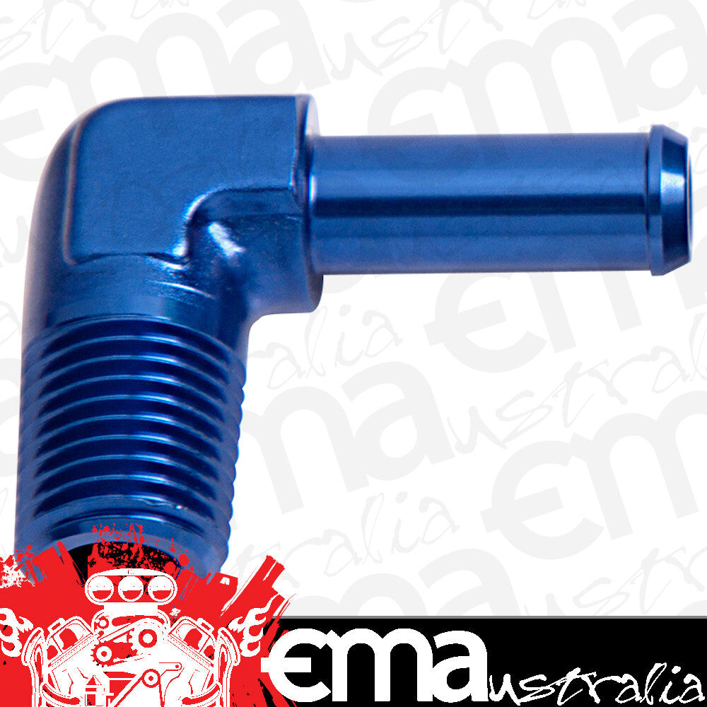 Aeroflow AF842-05 90 Deg 1/8" NPT to 5/16" Barb Blue 90 Deg Male to Male