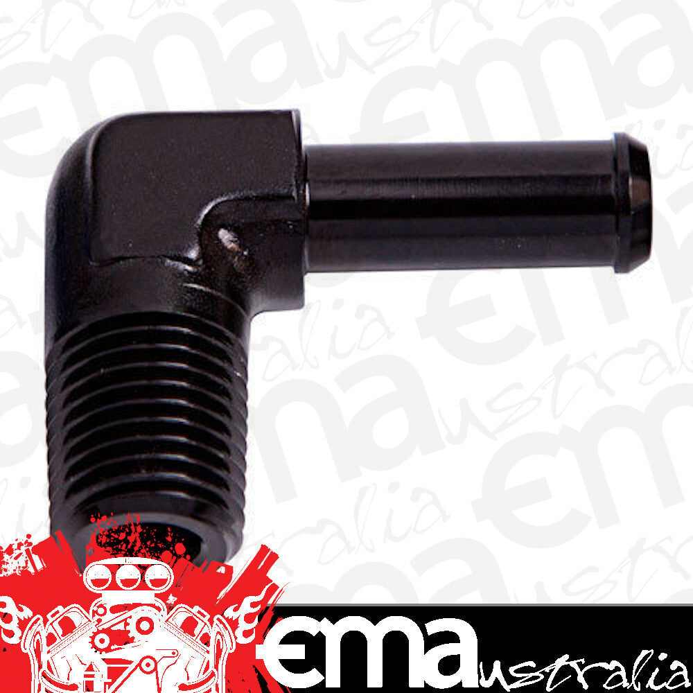 Aeroflow Performance Products AF842-06BLK 90 Deg 1/4" NPT to 3/8" Barb Black 90 Deg Male to Male