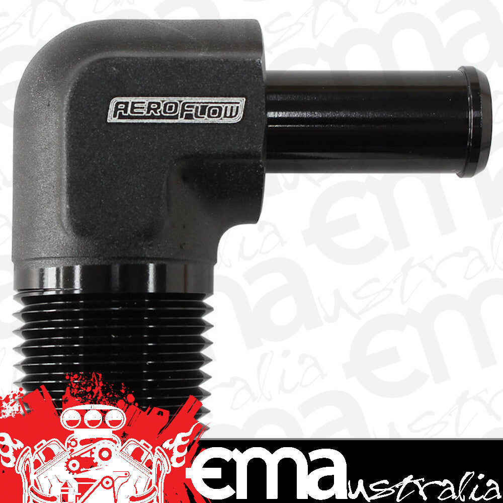 Aeroflow Performance Products AF842-08-08ANBLK 90 Deg 1/2" NPT to -8 100/450 Series Braided Hose AN Size