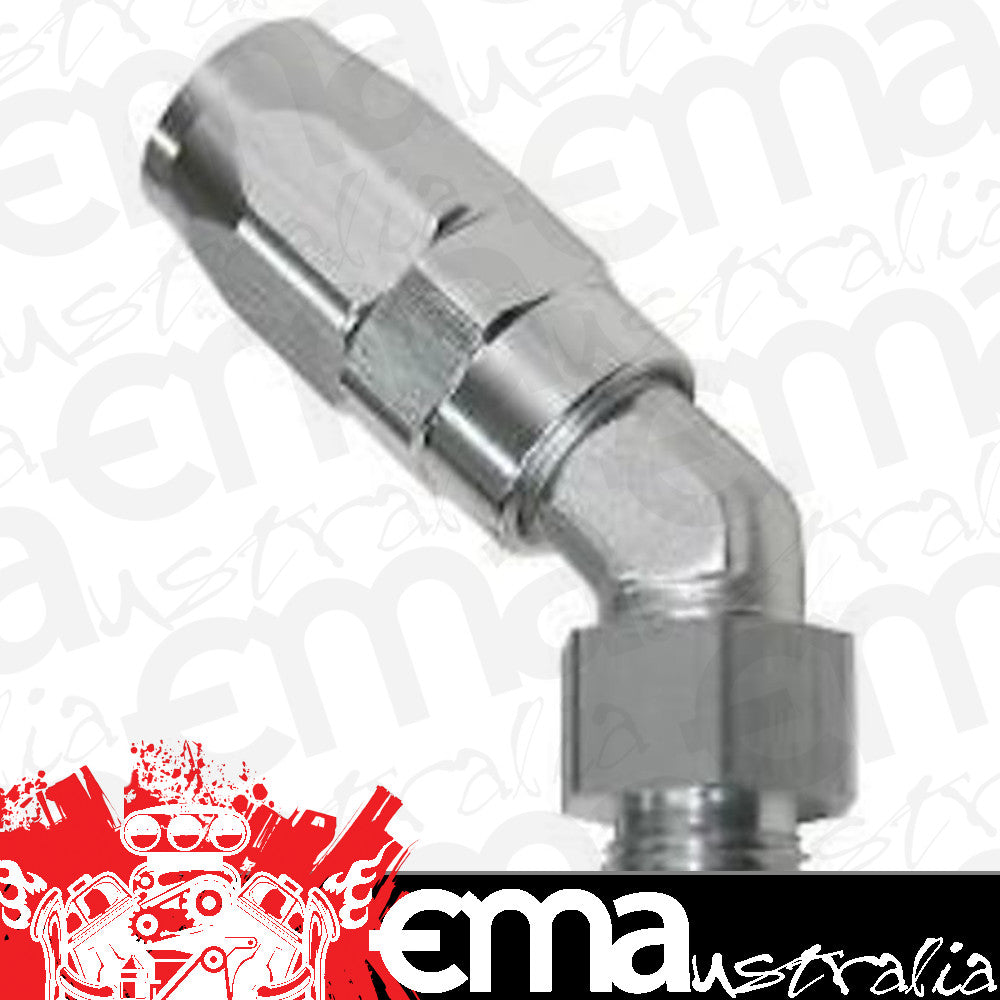 Aeroflow 100 & 450 series braided hose 45 Deg -8 to Male -6 Thread Silver Aeroflow Performance Products AF844-08-06S