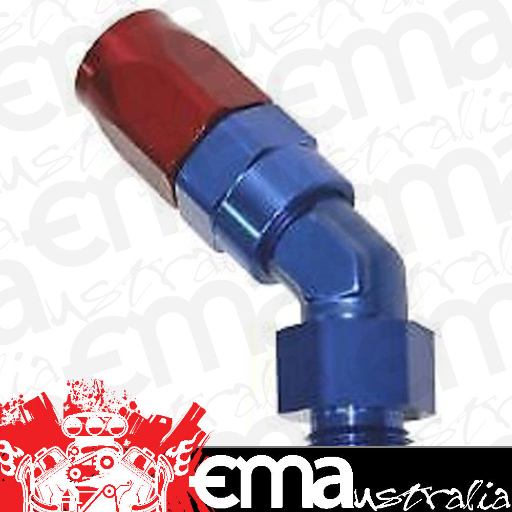 Aeroflow 100 & 450 series braided hose 45 Deg -16 ORB to -12AN Blue Swivel Aeroflow Performance Products AF844-12-16