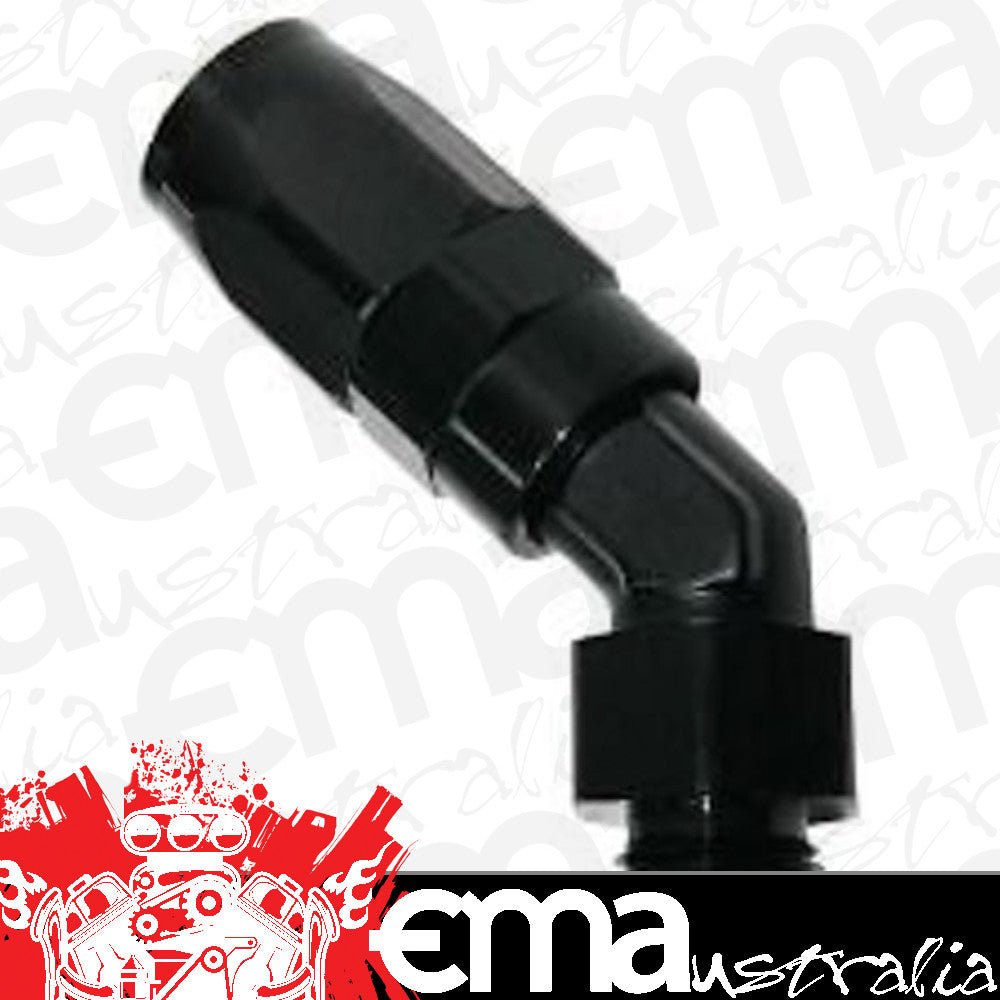 Aeroflow 100 & 450 series braided hose 45 Deg -16 ORB to -12AN Black Swivel Aeroflow Performance Products AF844-12-16BLK