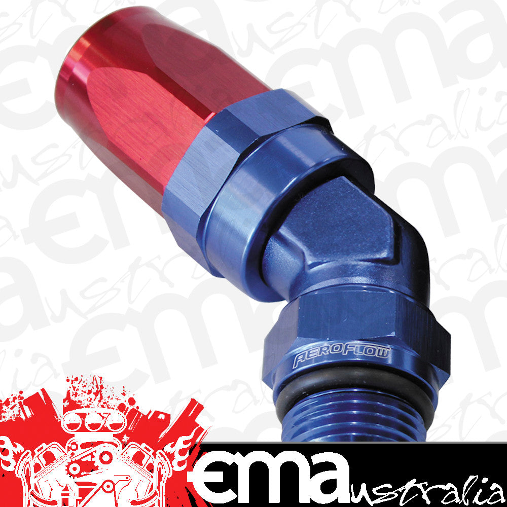Aeroflow AF844-16-12 45 Deg -12 ORB to -16AN Hose Blue Swivel