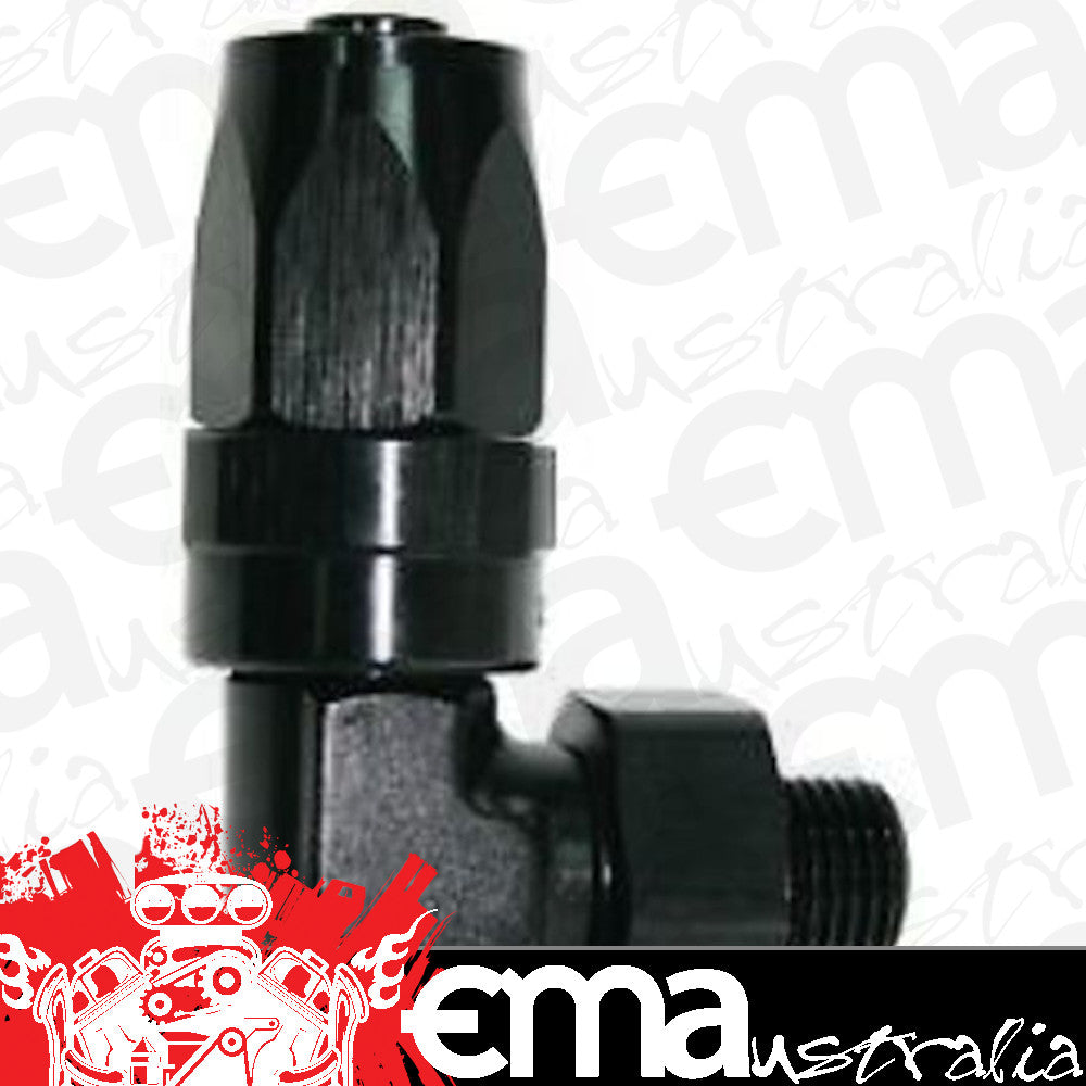 Aeroflow 100 & 450 series braided hose 90 Deg -6 to Male -6 Thread Black Aeroflow Performance Products AF849-06-06BLK