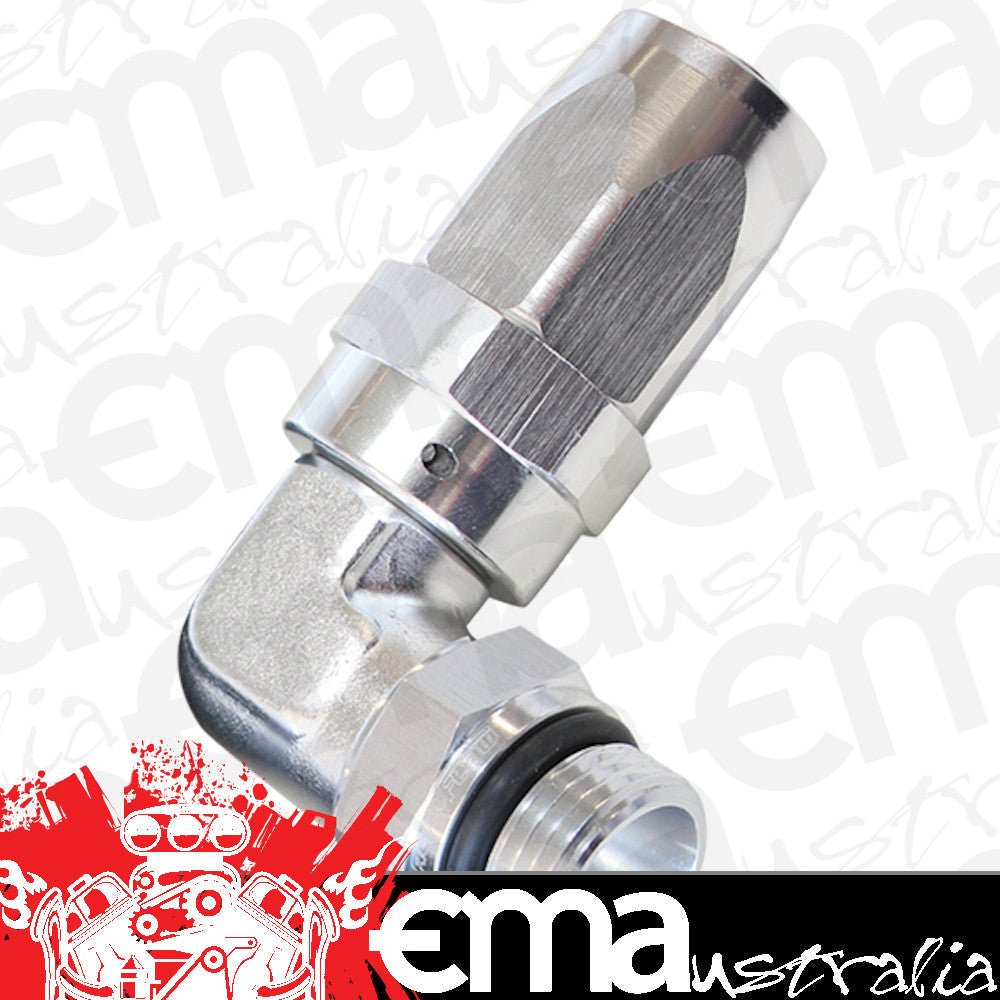 Aeroflow AF849-16-12S 90 Deg -12 ORB to -16AN Hose Silver Swivel