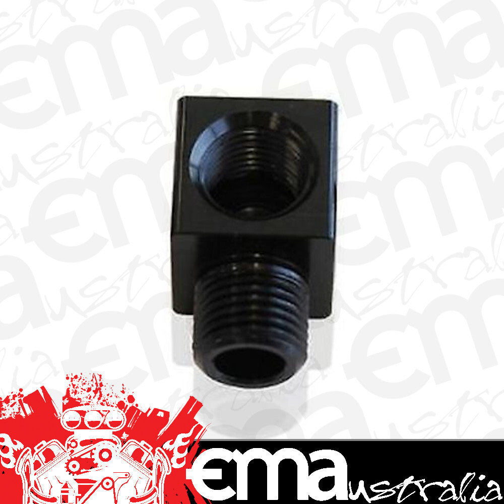 Aeroflow AF896-02BLK 90 Deg Male to F/Male 1/8" Black Adapter Tight Radius