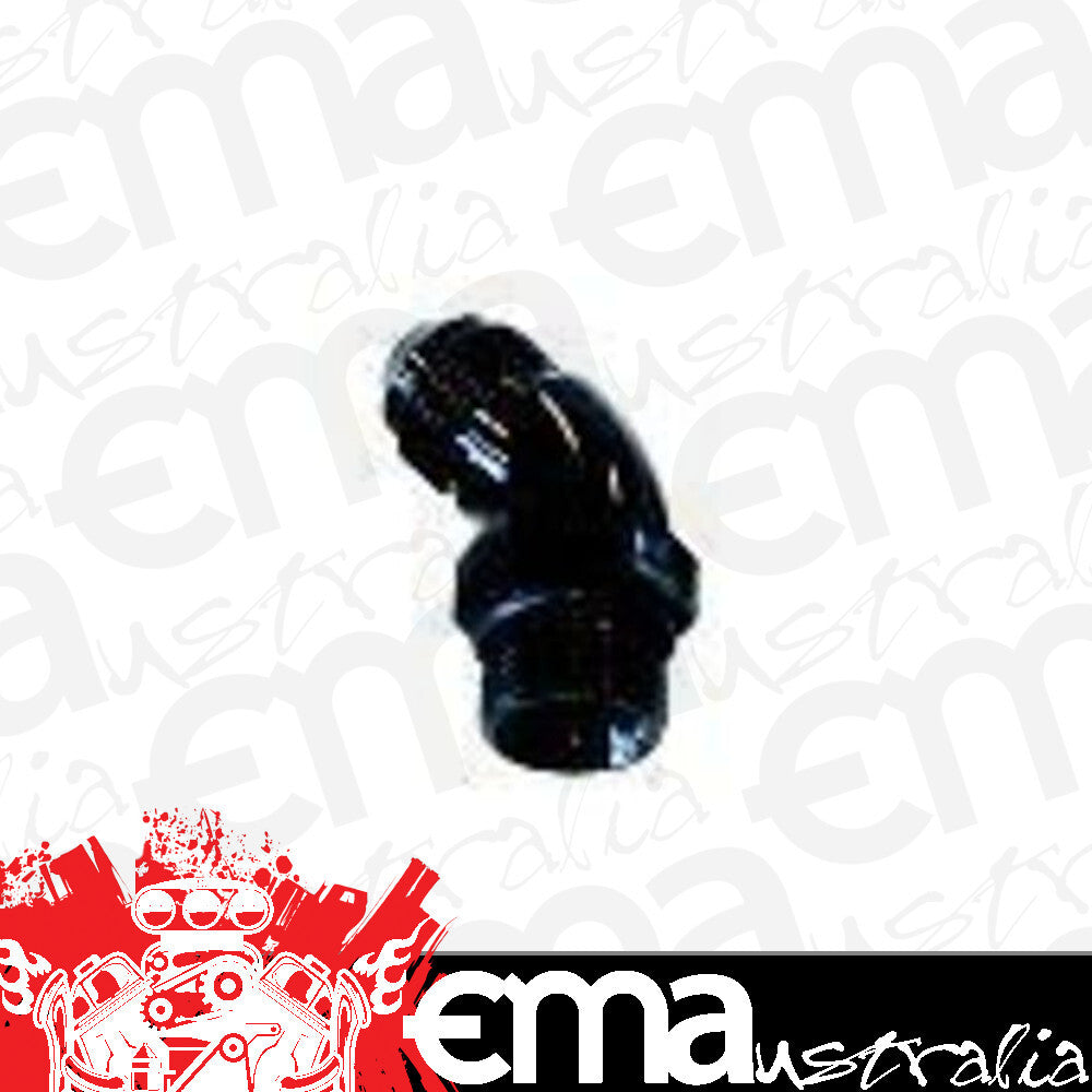 Aeroflow AF902-06-04BLK 45 Deg -4ORB to -6AN Complete with Jam Nut & O-Ring Black