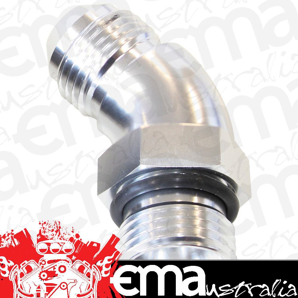 Aeroflow Performance Products AF902-12-16S 45 Deg -16ORB to -12AN Complete with Jam Nut & O-Ring Silver
