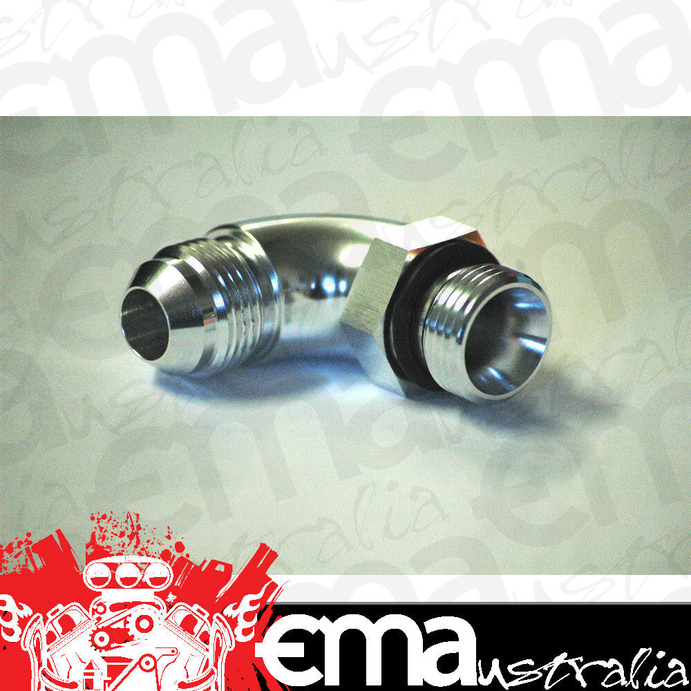 Aeroflow AF903-08S 90 Deg -8ORB to -8AN Complete with Jam Nut & O-Ring Silver