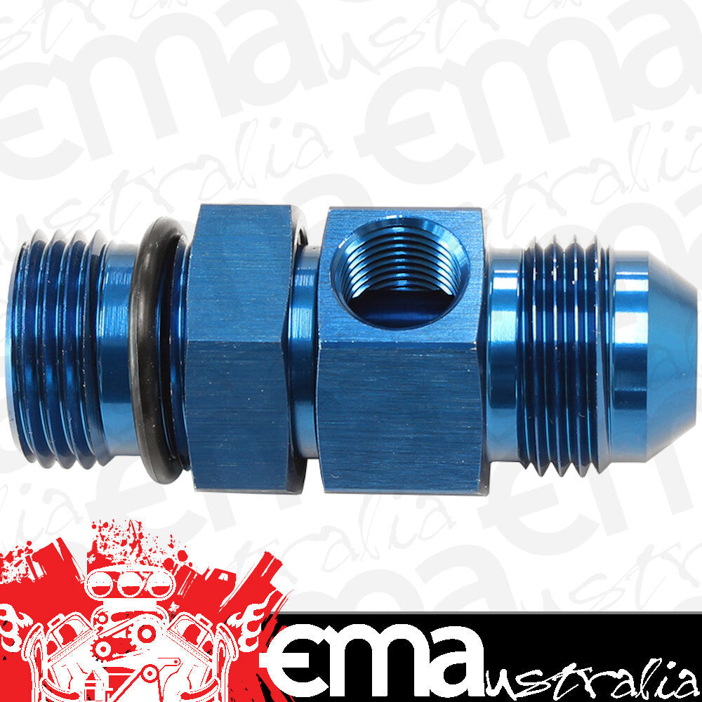 Aeroflow AF904-06 -6ORB to -6AN with 1/8" Port Blue