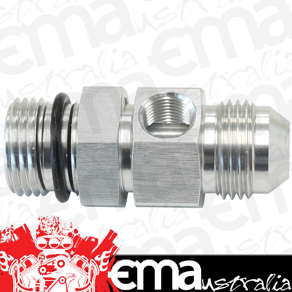 Aeroflow AF904-08S -8ORB to -8AN with 1/8" Port Silver
