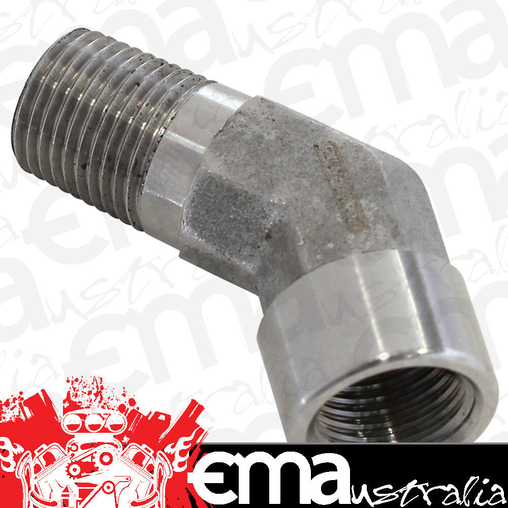 Aeroflow AF915-02SS 45 Deg Female - Male Elbow 1/8NPT Stainless Steel
