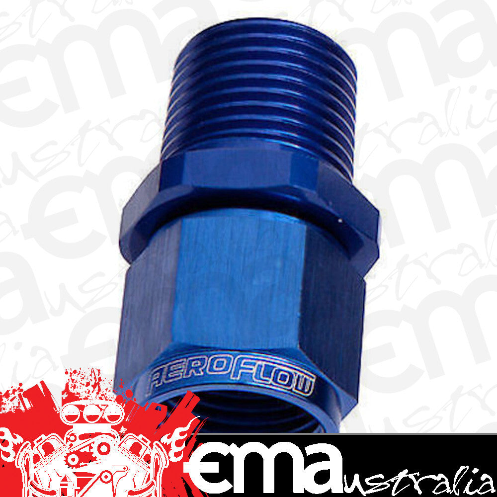 Aeroflow AF916-06-04 1/4" NPT to -6AN Female Nut Blue Straight Swivel Nut