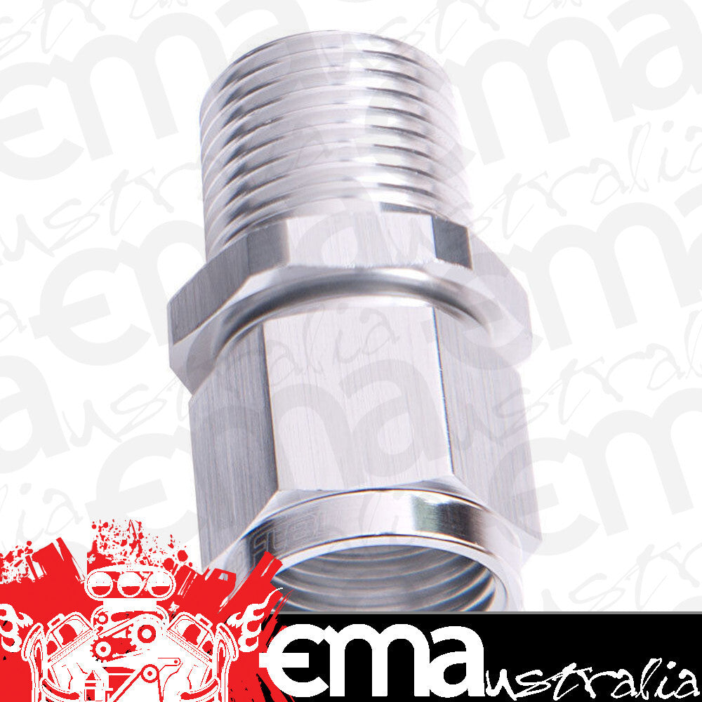 Aeroflow AF916-10-06S 3/8" NPT to -10AN Female Nut Silver Straight Swivel Nut