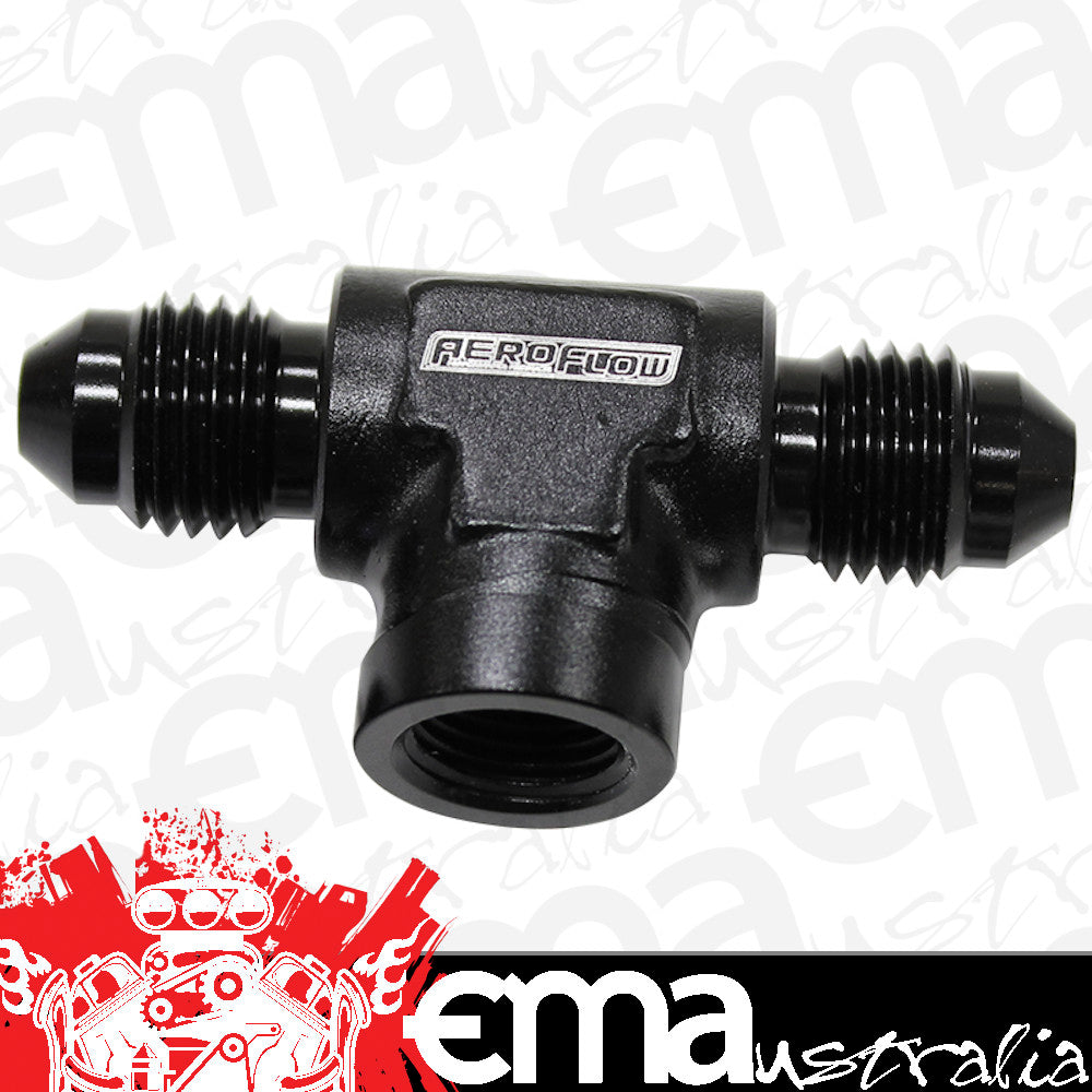 Aeroflow AF918-03-02BLK -3AN Male Tee with 1/8 On Sideblack Female 1/8" NPT On Side