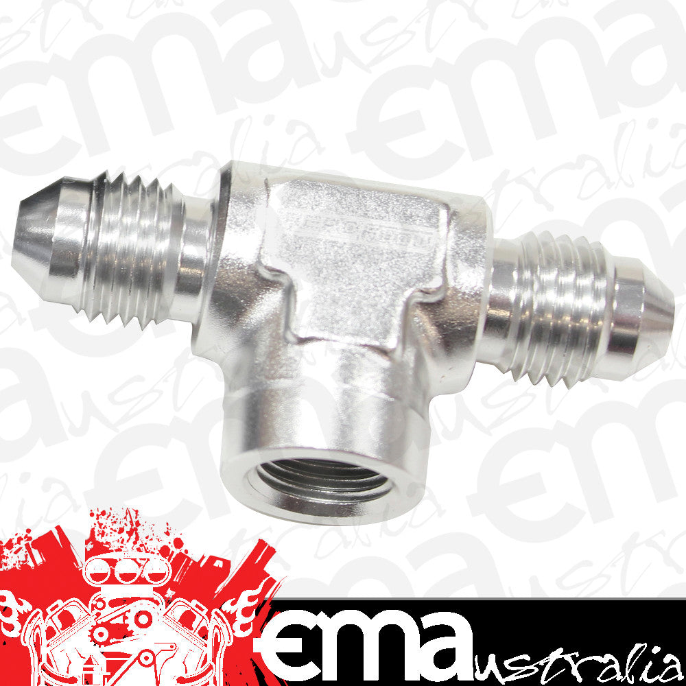 Aeroflow AF918-03-02S -3AN Male Tee with 1/8 On Sidesilver Female 1/8" NPT On Side