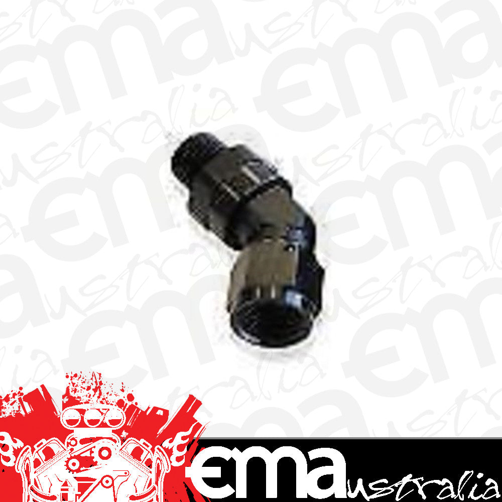 Aeroflow AF919-06-04BLK 45 Deg 1/4" NPT to -6AN Femaleblack Full Swivel Fitting