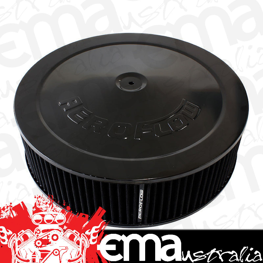 Aeroflow AF2251-1290 14" x 4" Air Cleaner Assembly 5-1/8" Dropbase Black Cotton