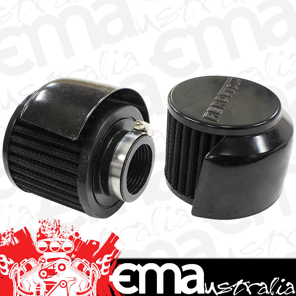 Aeroflow AF2271-1513 1-3/8" Breath Filter W/ Shield3" O.D 2-1/2" H Black Top
