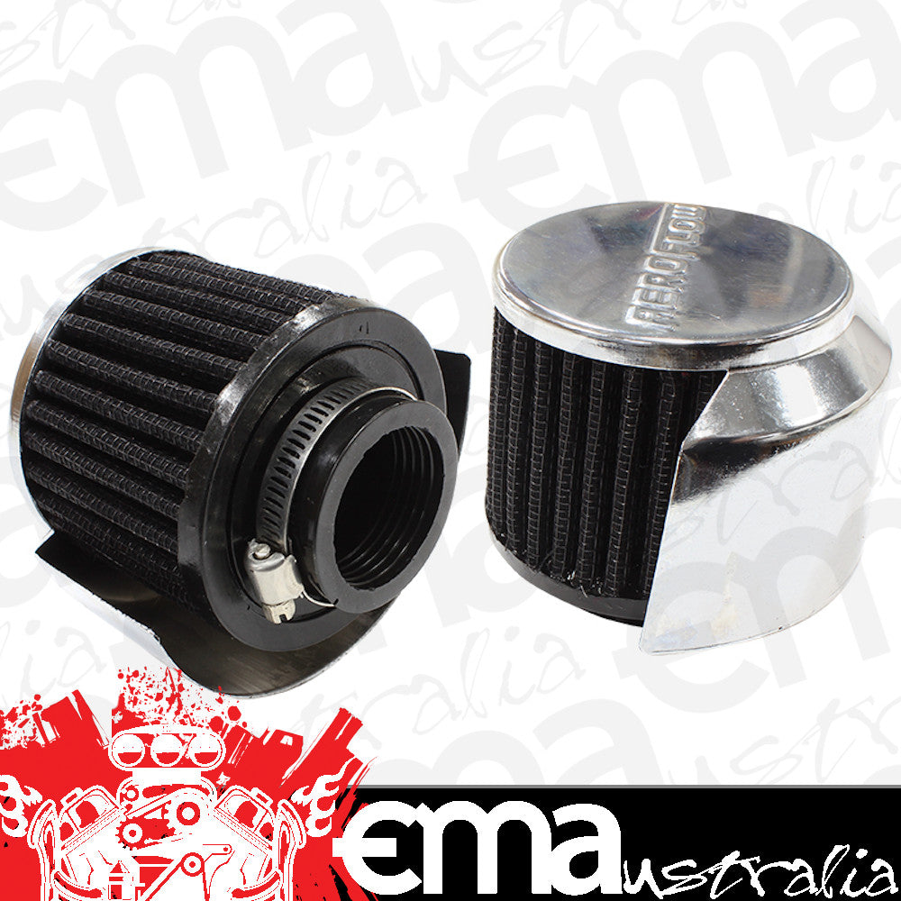 Aeroflow AF2871-1513 1-3/8" Breath Filter W/ Shield3" O.D 2-1/2" H Chrome Top