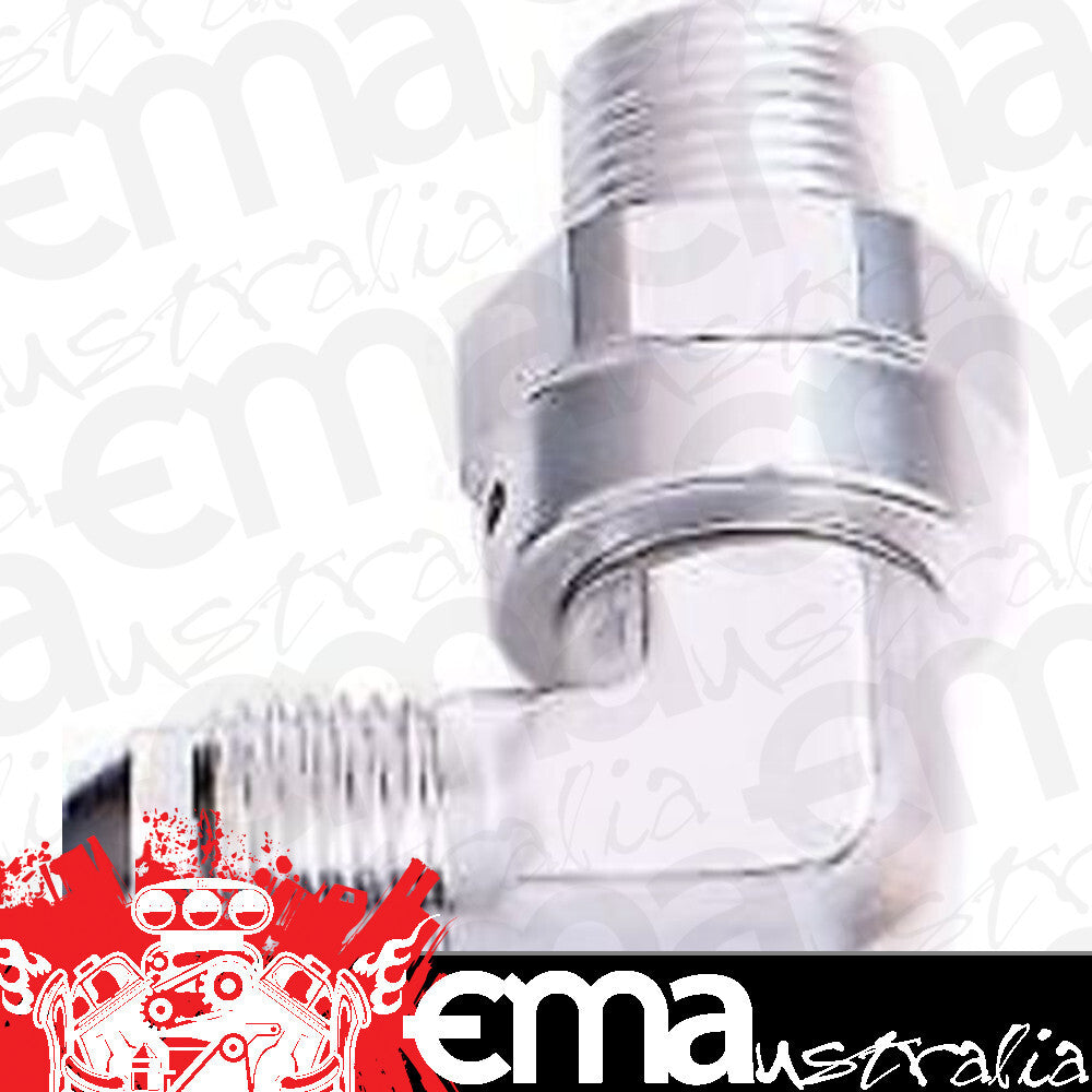 Aeroflow AF922-03-02S 90 Deg 1/8" NPT to -3AN Silver Male Swivel Thread