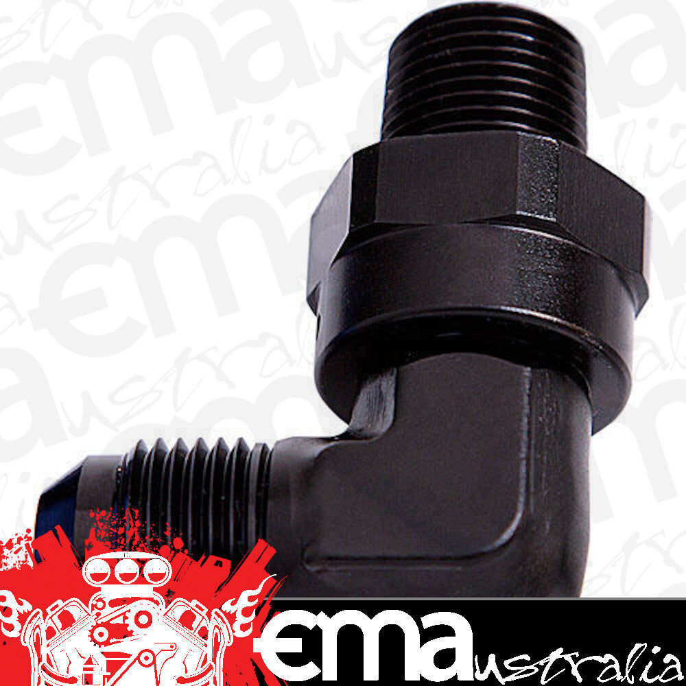 Aeroflow AF922-04-02BLK 90 Deg 1/8" NPT to -4AN Black Male Swivel Thread