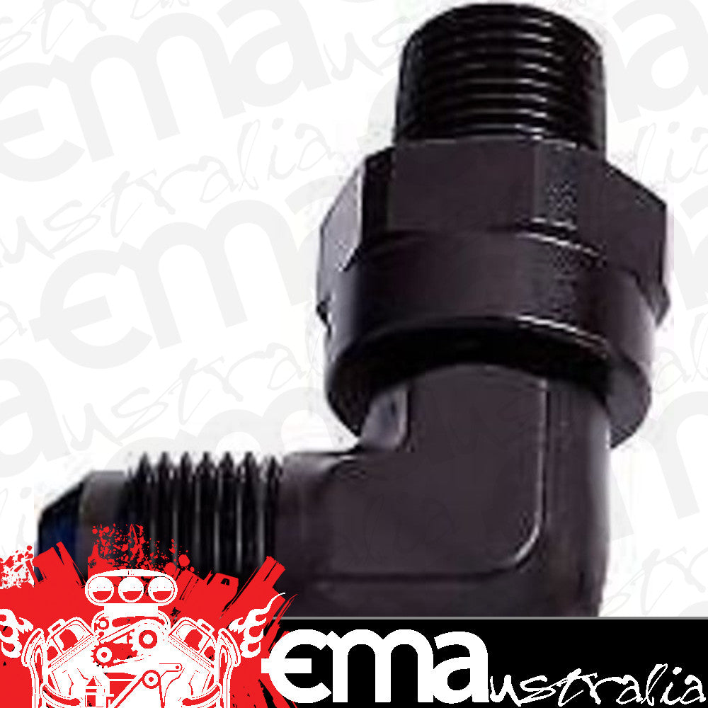 Aeroflow AF922-10-08BLK 90 Deg 1/2" NPT to -10AN Black Male Swivel Thread