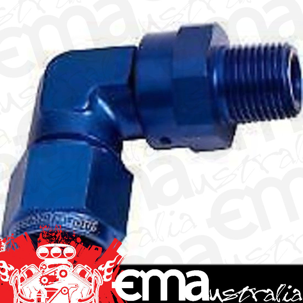 Aeroflow AF923-08-06 90 Deg 3/8" NPT to -8AN Blue Female Swivel Nut
