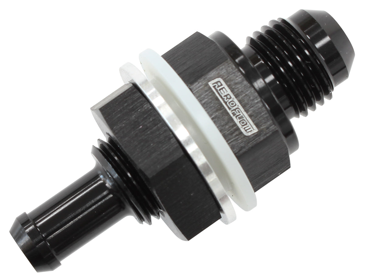 Aeroflow Performance Products AF927-08-08BLK 8AN Bulkhead Fitting with 1/2Barb For Push On Hose