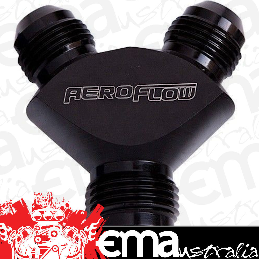Aeroflow AF930-06-04BLK Y Block -6AN Out -4AN In Black 1x -6AN Out 2x -4AN In