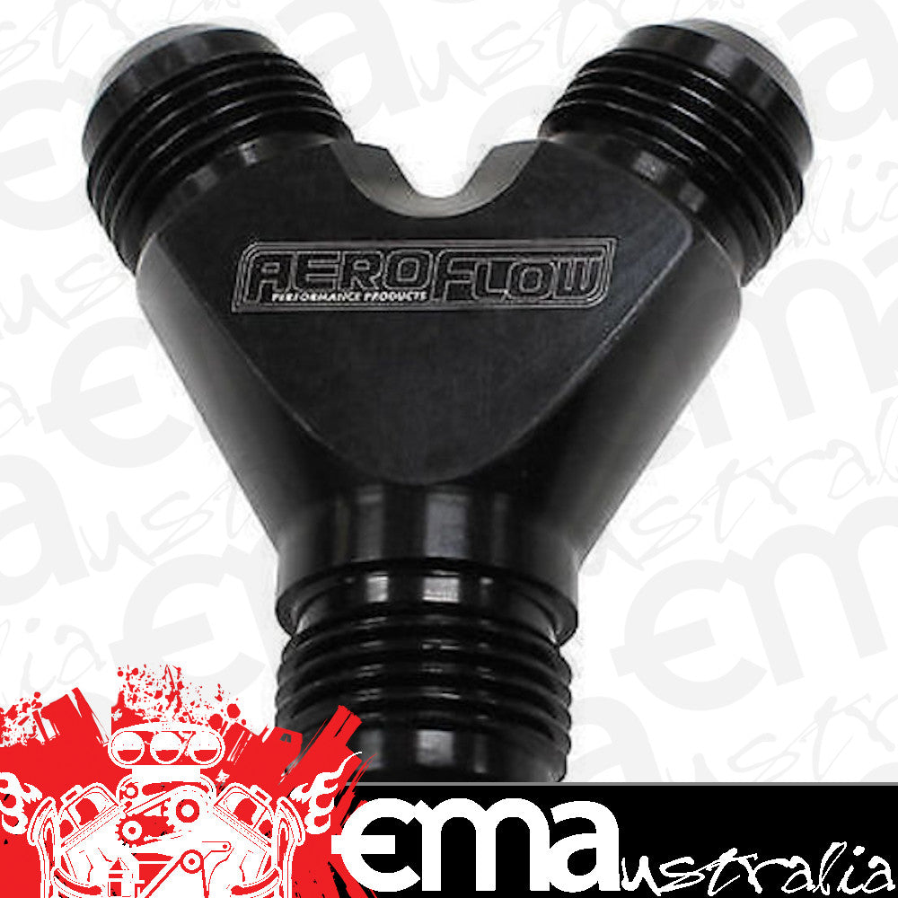 Aeroflow AF930-08-08BLK Y Block -8AN Black 3x -8AN Male
