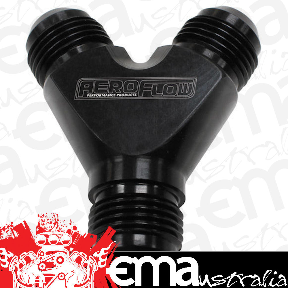 Aeroflow AF930-10-08BLK Y Block -10AN Out -8AN In Black 1x -10AN 2x -8An
