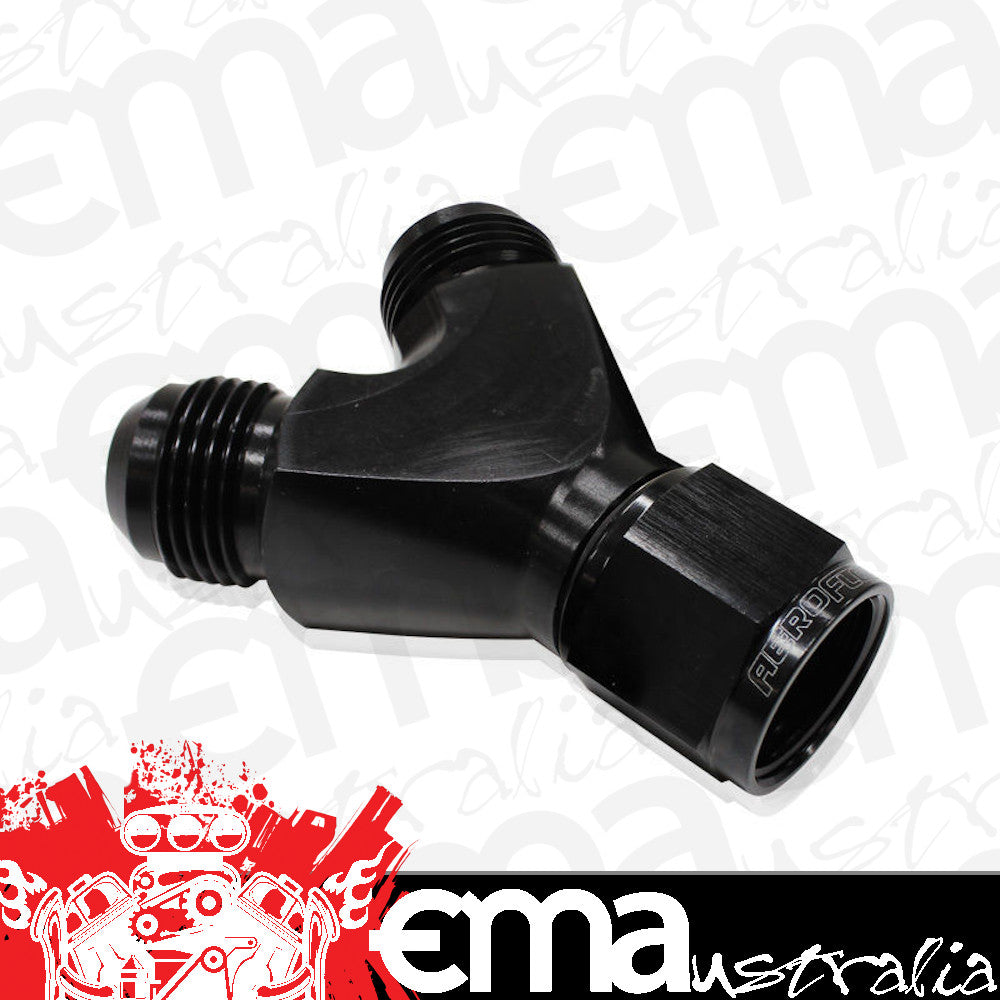 Aeroflow AF931-08-06BLK Y Piece -8 Swivel Nut 2x -6AN Black