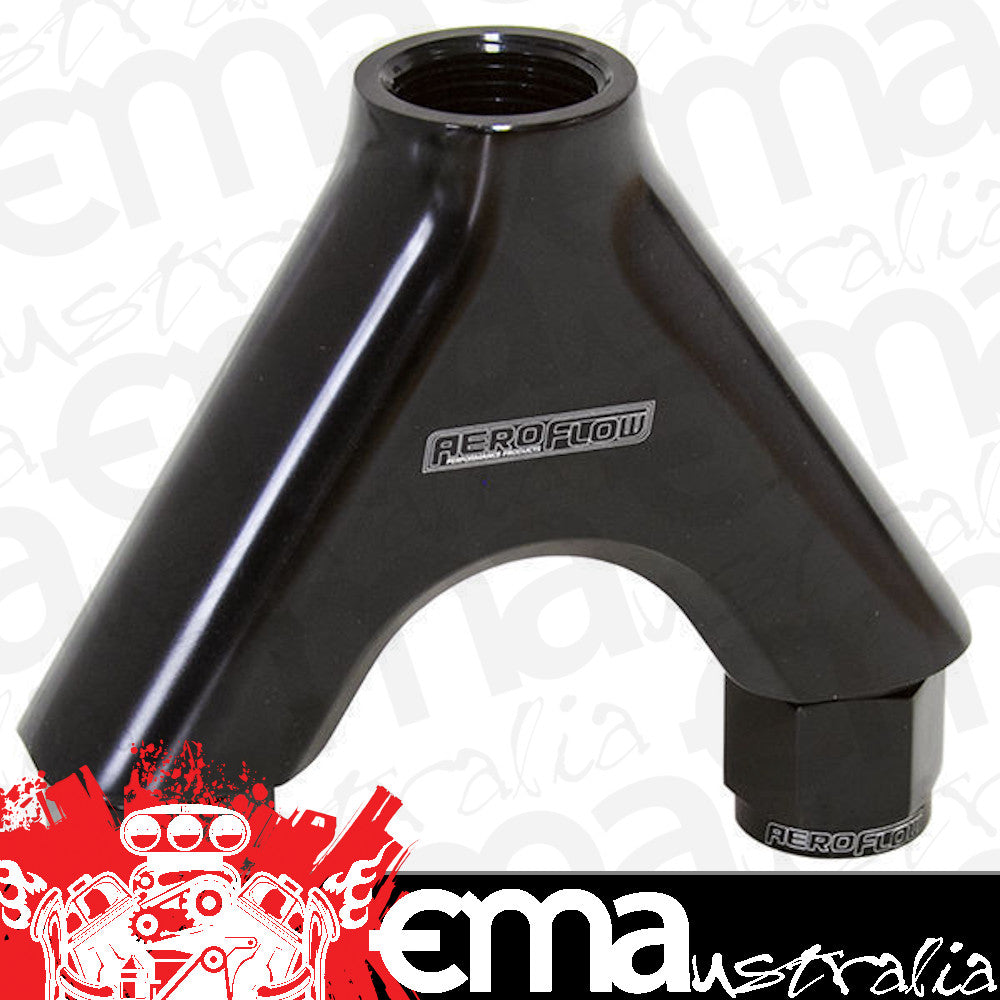 Aeroflow AF939-08-10BLK Billet Y-Piece 2x -8AN Female to 1x -10ORB Black