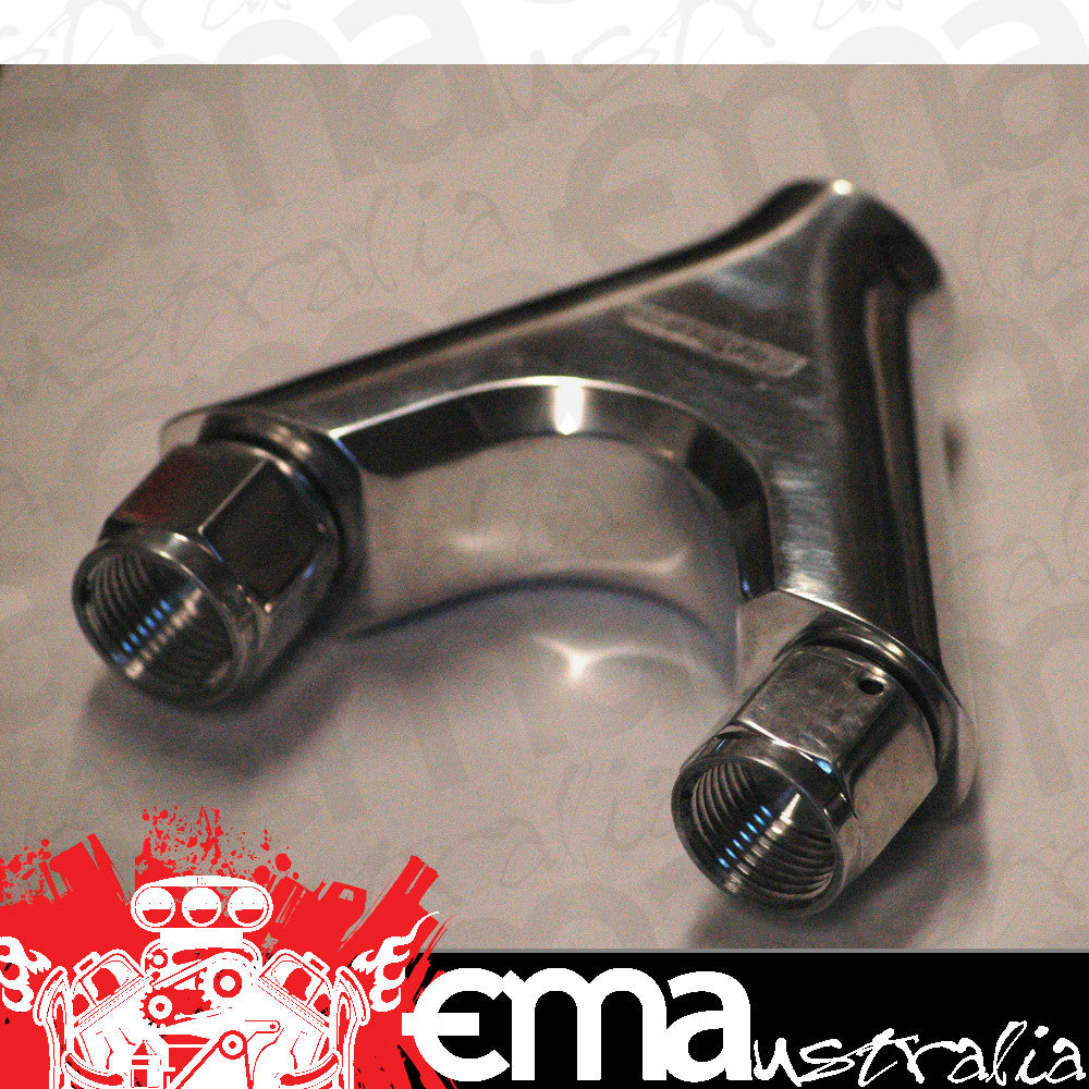 Aeroflow AF939-08-10P Billet Y-Piece 2x -8AN Female to 1x -10ORB Polished