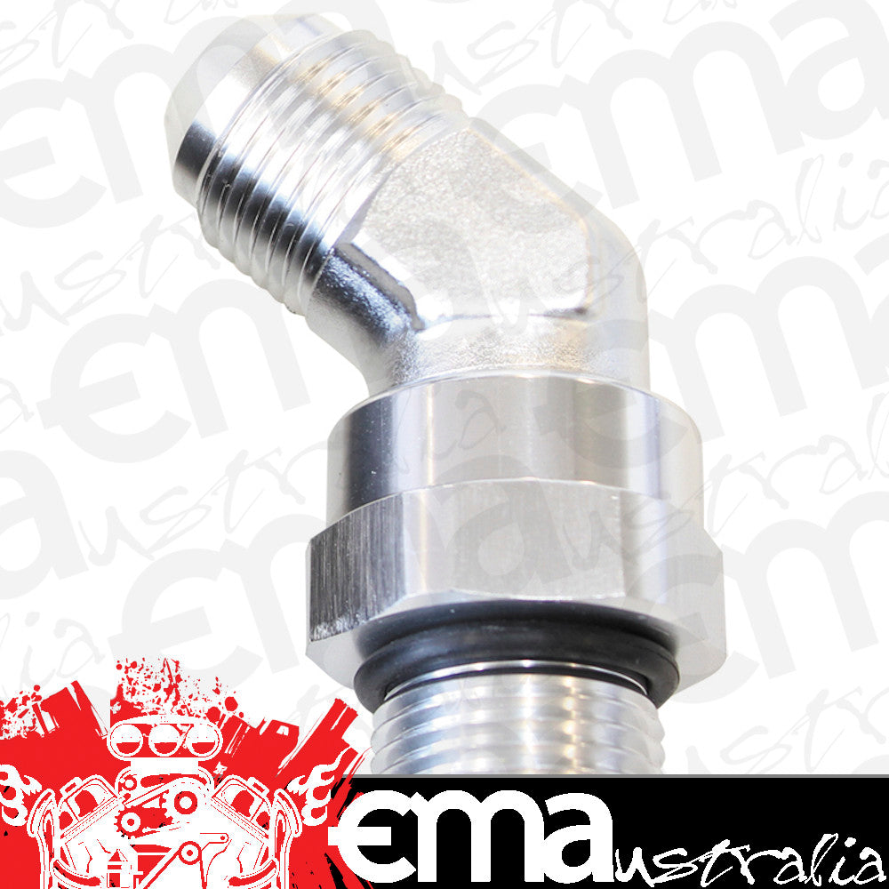 Aeroflow AF945-16S Male -16 ORB 45 to -16AN Male Silver Full Swivel